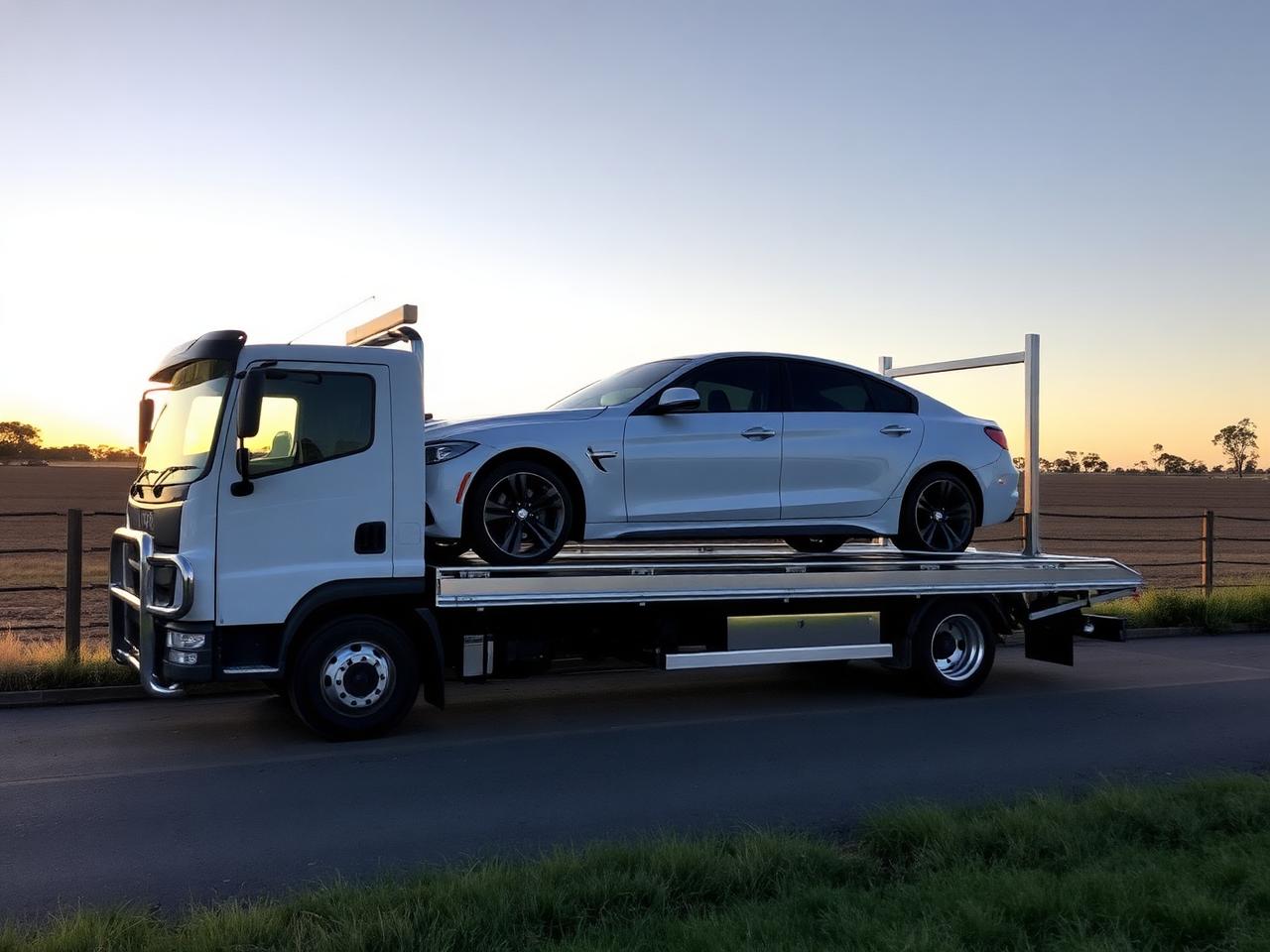 Seaco Towing tilt tray truck with a prestige vehicle loaded